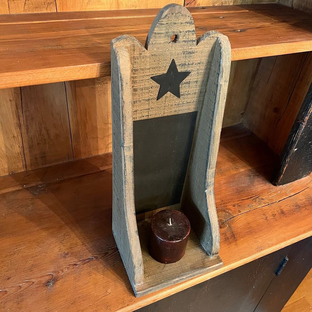 Handmade Primitive Rustic Famhouse Shelf Candle Holder